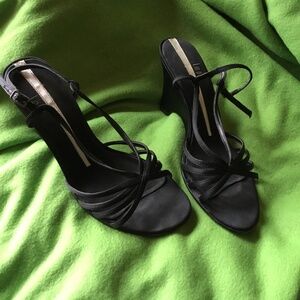 Black dress wedge sandals